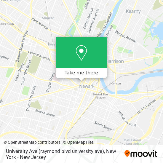 Mapa de University Ave (raymond blvd university ave)