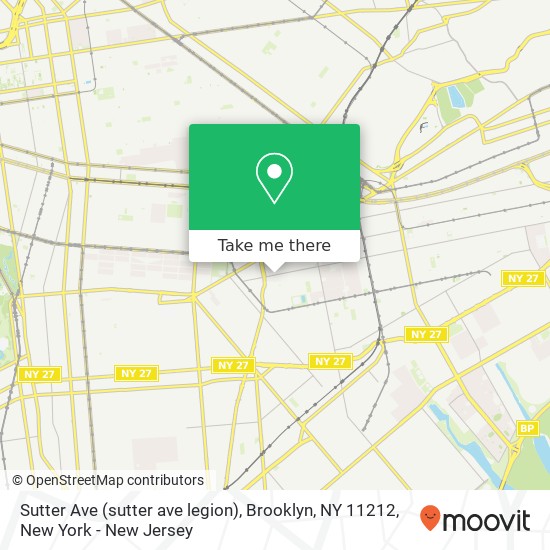 Mapa de Sutter Ave (sutter ave legion), Brooklyn, NY 11212
