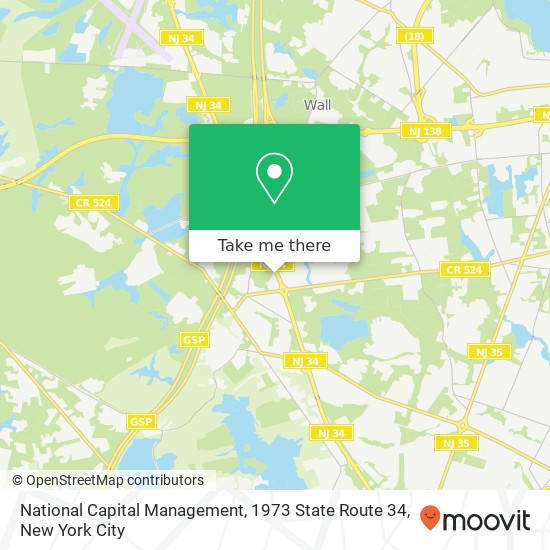 Mapa de National Capital Management, 1973 State Route 34