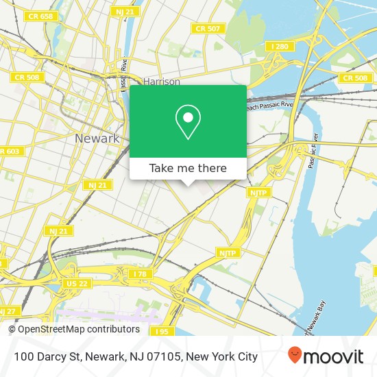Mapa de 100 Darcy St, Newark, NJ 07105