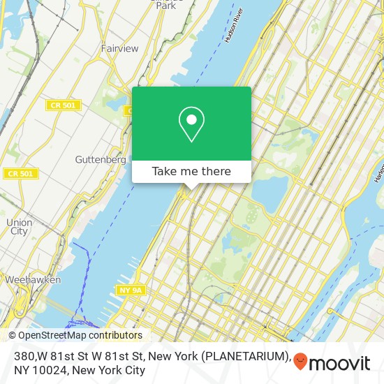 Mapa de 380,W 81st St W 81st St, New York (PLANETARIUM), NY 10024