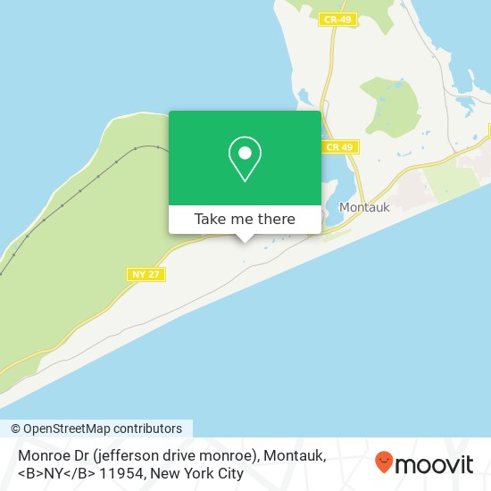 Mapa de Monroe Dr (jefferson drive monroe), Montauk, <B>NY< / B> 11954