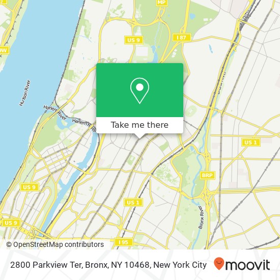 Mapa de 2800 Parkview Ter, Bronx, NY 10468
