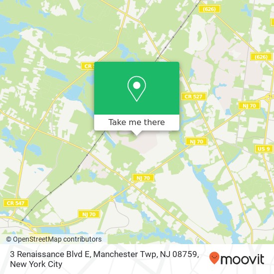 Mapa de 3 Renaissance Blvd E, Manchester Twp, NJ 08759