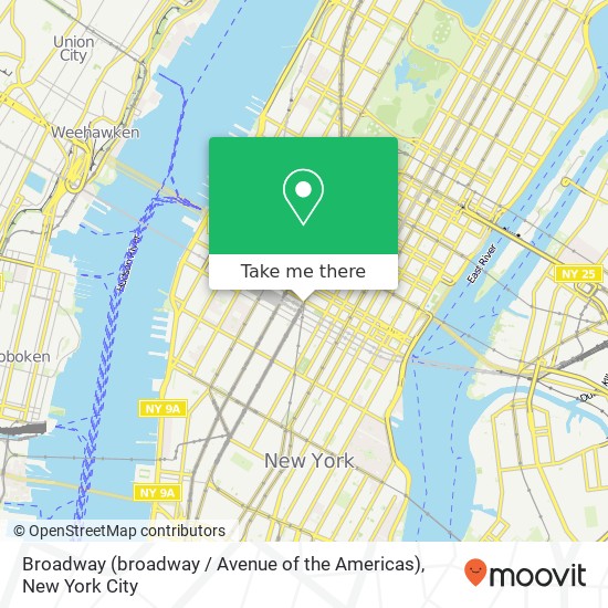 Mapa de Broadway (broadway / Avenue of the Americas), New York, NY 10001