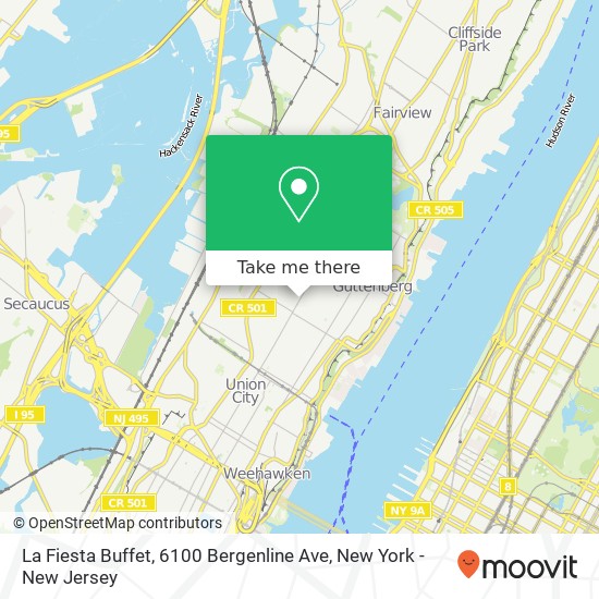 Mapa de La Fiesta Buffet, 6100 Bergenline Ave