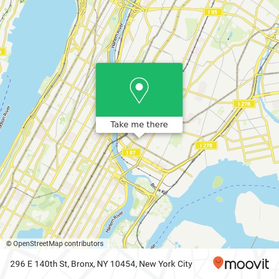 Mapa de 296 E 140th St, Bronx, NY 10454
