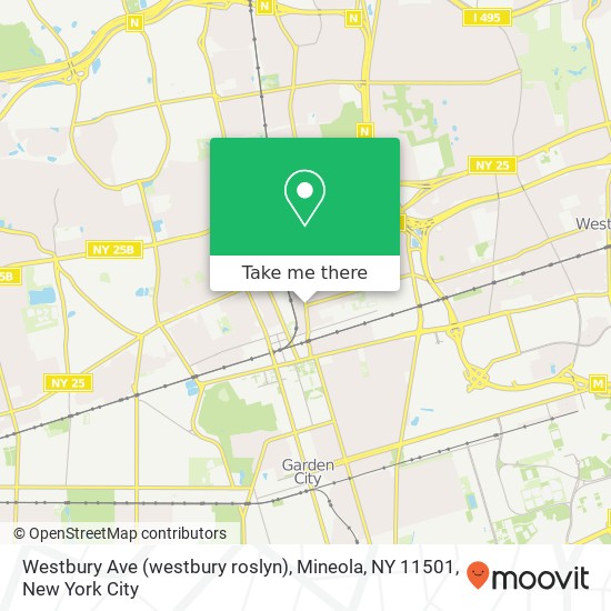 Mapa de Westbury Ave (westbury roslyn), Mineola, NY 11501