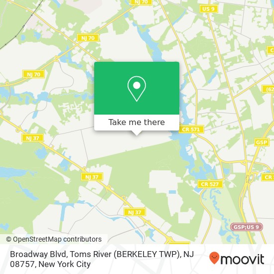 Broadway Blvd, Toms River (BERKELEY TWP), NJ 08757 map