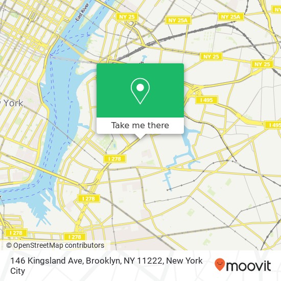 Mapa de 146 Kingsland Ave, Brooklyn, NY 11222