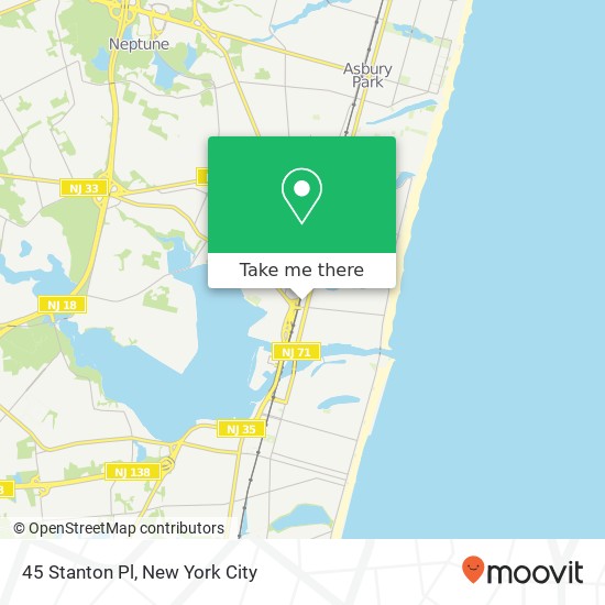 Mapa de 45 Stanton Pl, Avon-by-the-Sea, NJ 07717