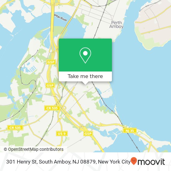 Mapa de 301 Henry St, South Amboy, NJ 08879
