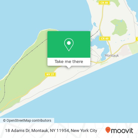 Mapa de 18 Adams Dr, Montauk, NY 11954