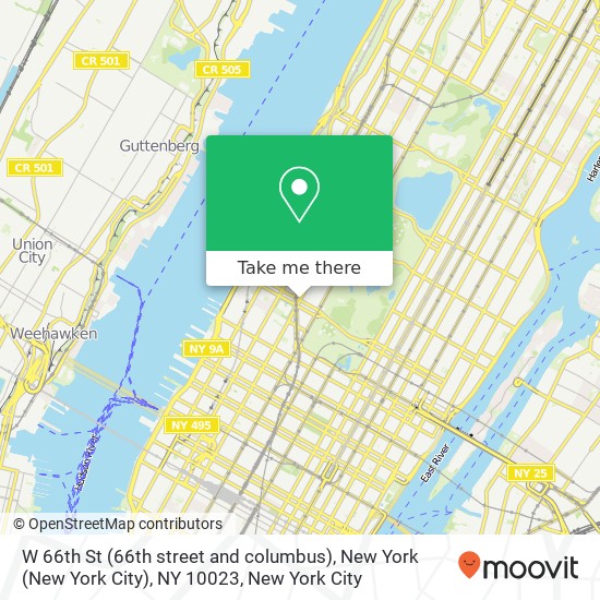 Mapa de W 66th St (66th street and columbus), New York (New York City), NY 10023