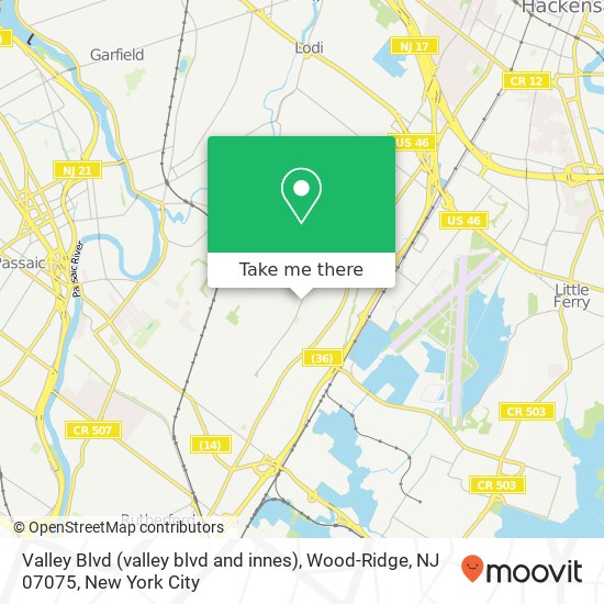 Mapa de Valley Blvd (valley blvd and innes), Wood-Ridge, NJ 07075