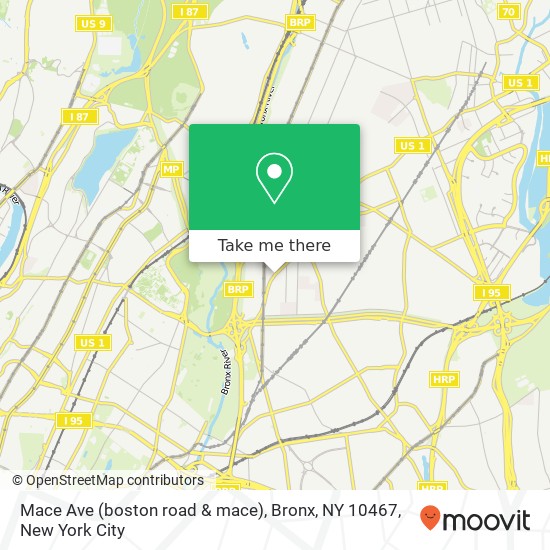 Mapa de Mace Ave (boston road & mace), Bronx, NY 10467