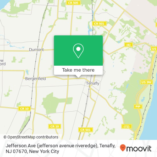 Mapa de Jefferson Ave (jefferson avenue riveredge), Tenafly, NJ 07670