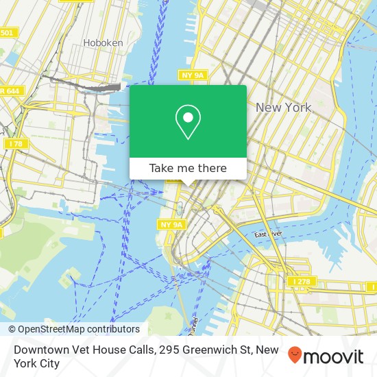 Mapa de Downtown Vet House Calls, 295 Greenwich St