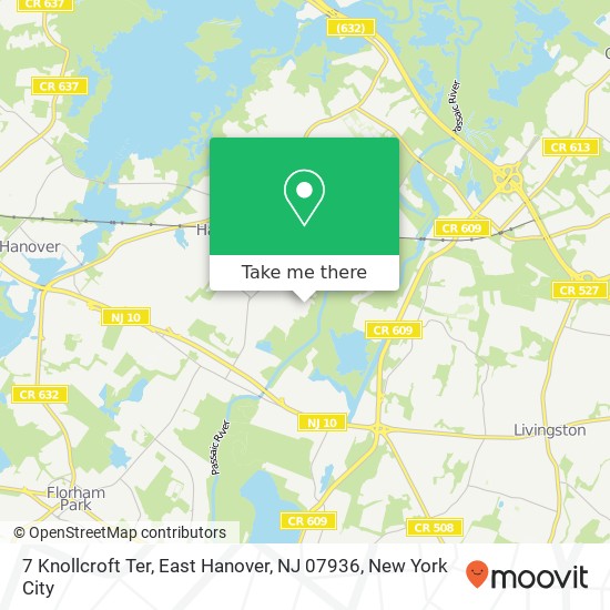 Mapa de 7 Knollcroft Ter, East Hanover, NJ 07936