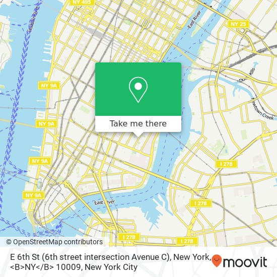 E 6th St (6th street intersection Avenue C), New York, <B>NY< / B> 10009 map