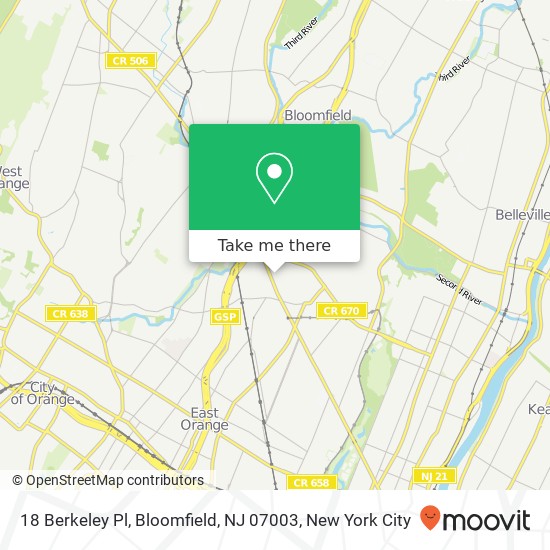 18 Berkeley Pl, Bloomfield, NJ 07003 map