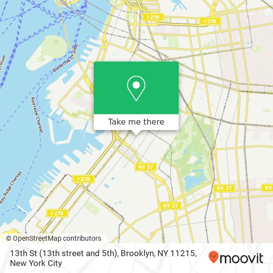 Mapa de 13th St (13th street and 5th), Brooklyn, NY 11215