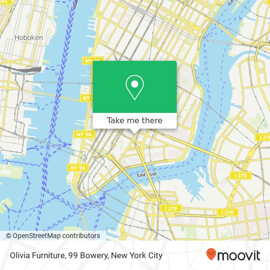 Olivia Furniture, 99 Bowery map