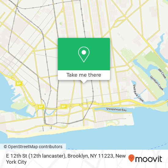 Mapa de E 12th St (12th lancaster), Brooklyn, NY 11223