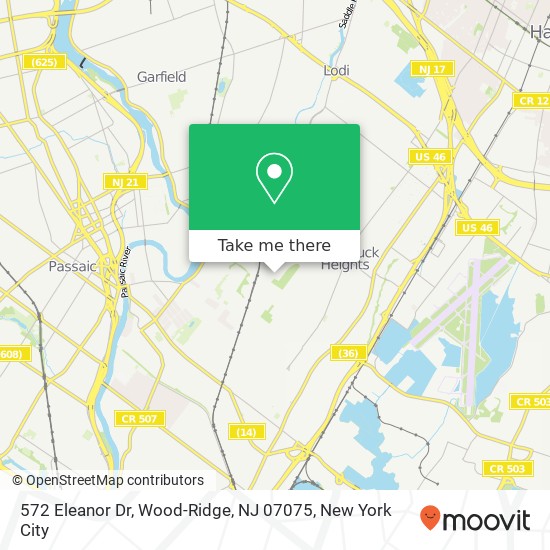 Mapa de 572 Eleanor Dr, Wood-Ridge, NJ 07075