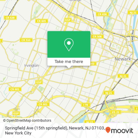 Springfield Ave (15th springfield), Newark, NJ 07103 map