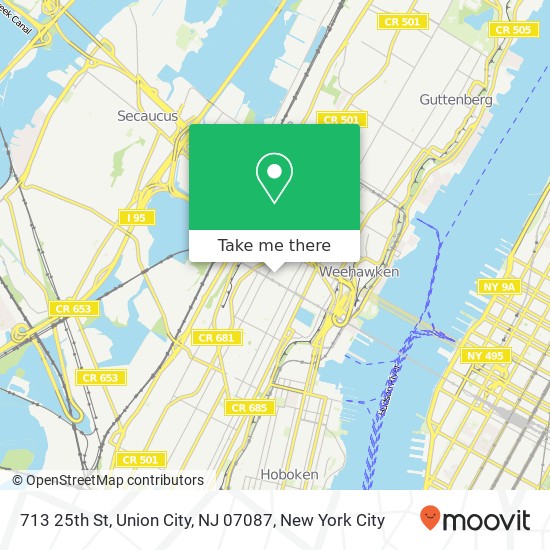 Mapa de 713 25th St, Union City, NJ 07087