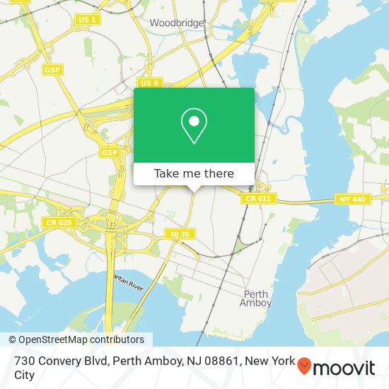 Mapa de 730 Convery Blvd, Perth Amboy, NJ 08861