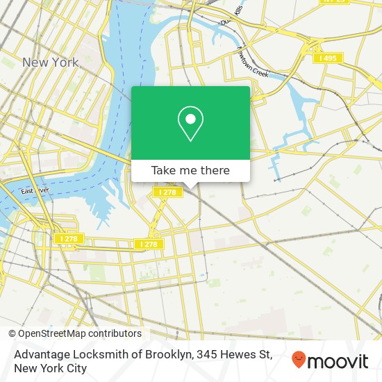 Mapa de Advantage Locksmith of Brooklyn, 345 Hewes St
