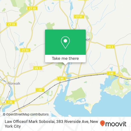 Mapa de Law Officeof Mark Soboslai, 383 Riverside Ave