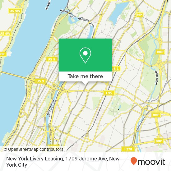 Mapa de New York Livery Leasing, 1709 Jerome Ave