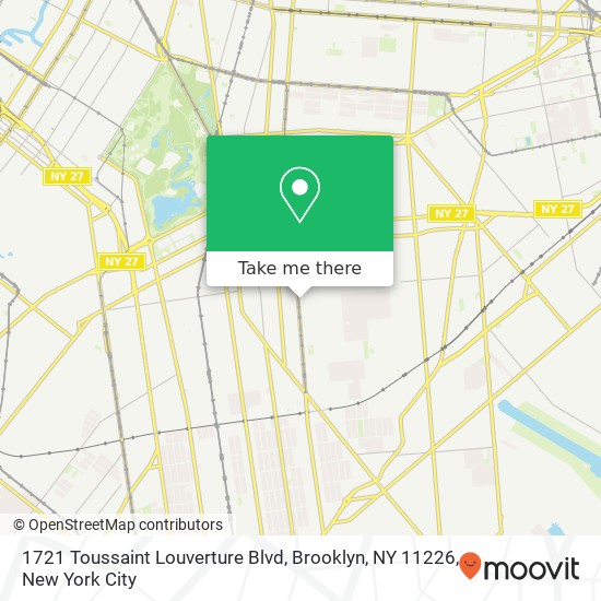 Mapa de 1721 Toussaint Louverture Blvd, Brooklyn, NY 11226
