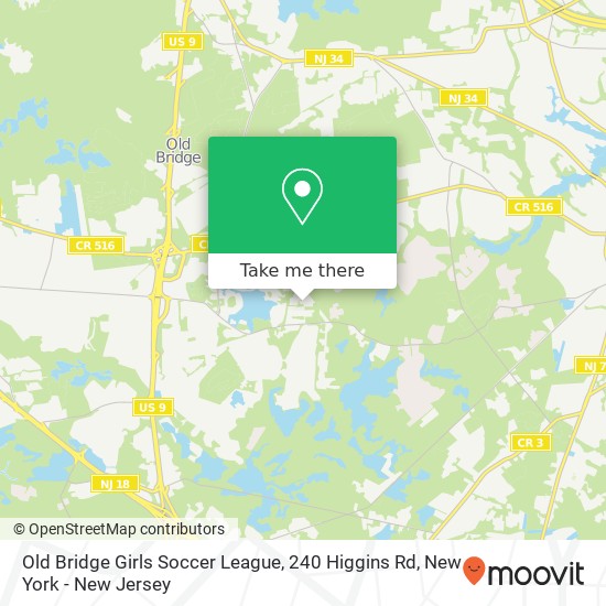 Mapa de Old Bridge Girls Soccer League, 240 Higgins Rd