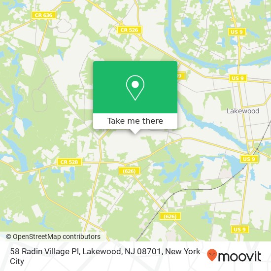 Mapa de 58 Radin Village Pl, Lakewood, NJ 08701