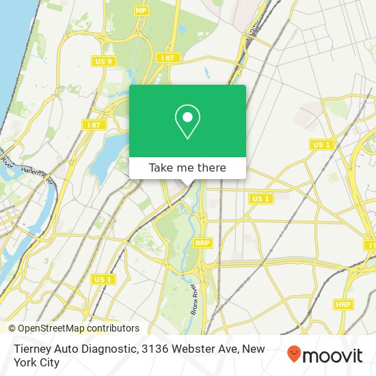 Mapa de Tierney Auto Diagnostic, 3136 Webster Ave