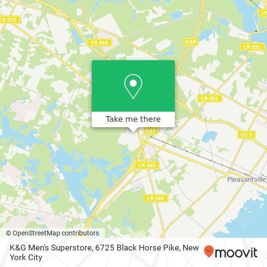 Mapa de K&G Men's Superstore, 6725 Black Horse Pike