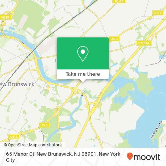 Mapa de 65 Manor Ct, New Brunswick, NJ 08901