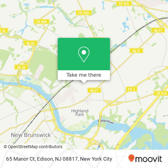 Mapa de 65 Manor Ct, Edison, NJ 08817
