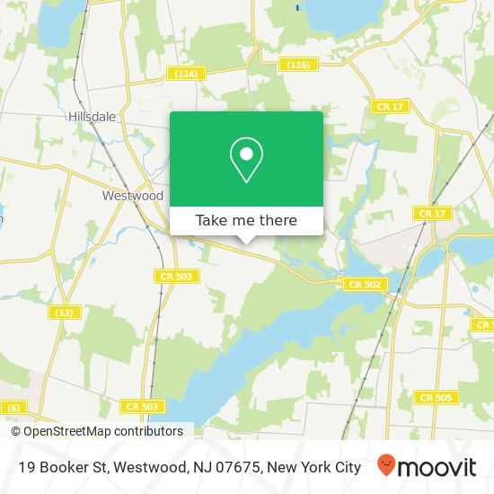 Mapa de 19 Booker St, Westwood, NJ 07675