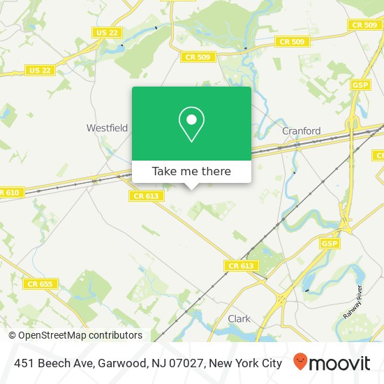 Mapa de 451 Beech Ave, Garwood, NJ 07027