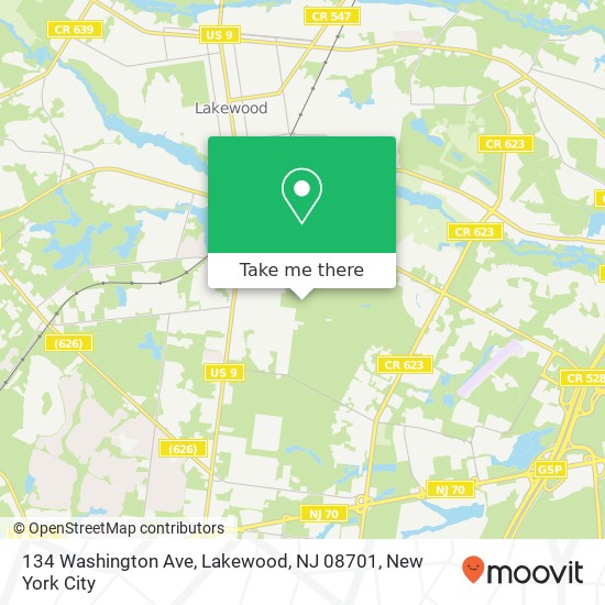 Mapa de 134 Washington Ave, Lakewood, NJ 08701