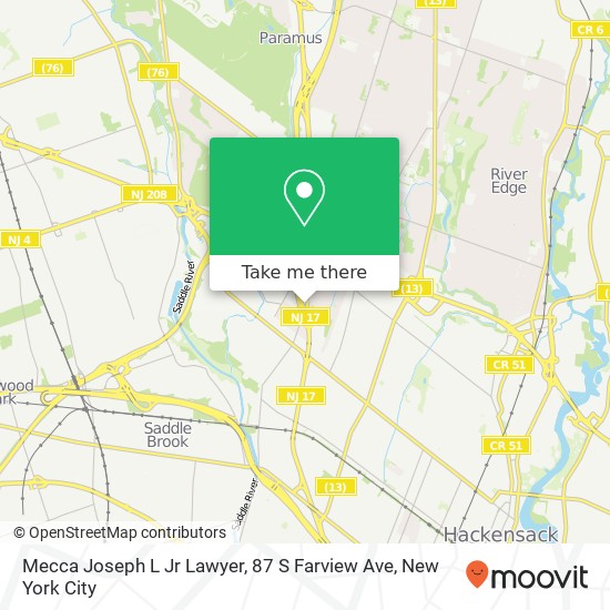 Mapa de Mecca Joseph L Jr Lawyer, 87 S Farview Ave