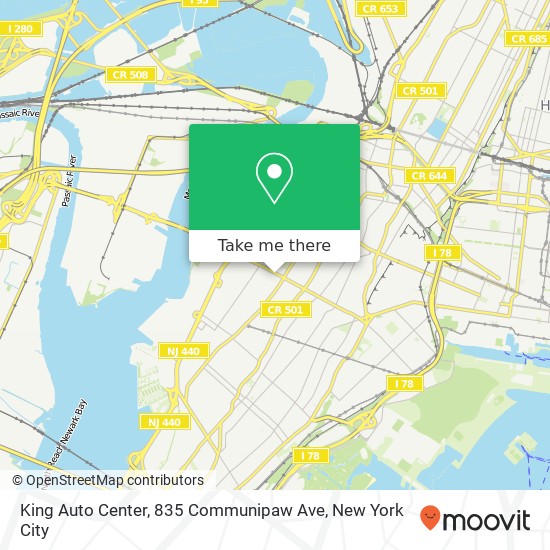 Mapa de King Auto Center, 835 Communipaw Ave