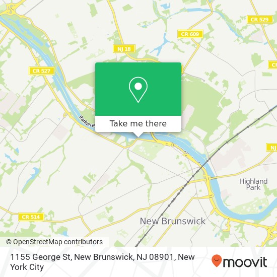 Mapa de 1155 George St, New Brunswick, NJ 08901