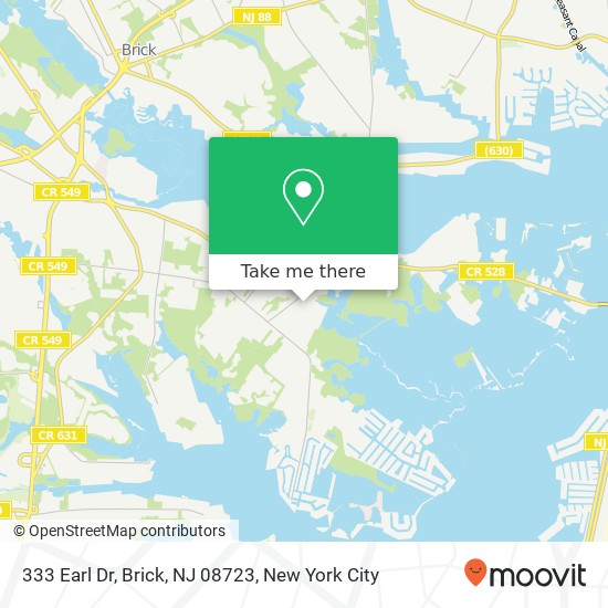 Mapa de 333 Earl Dr, Brick, NJ 08723