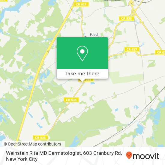 Mapa de Weinstein Rita MD Dermatologist, 603 Cranbury Rd